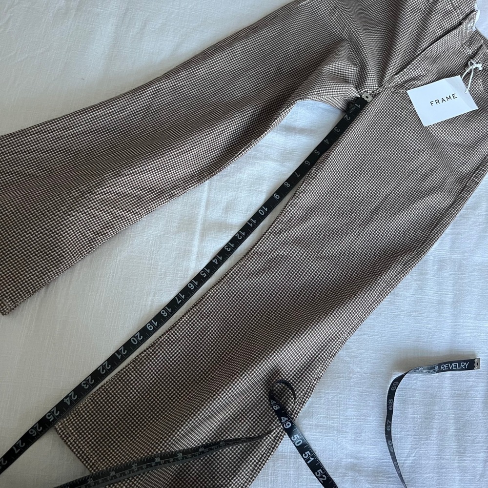 FRAME Le Crop‎ Flare Houndstooth Pants Brown Career Casual Size 28 NWT - DEFECT - Picture 11 of 11